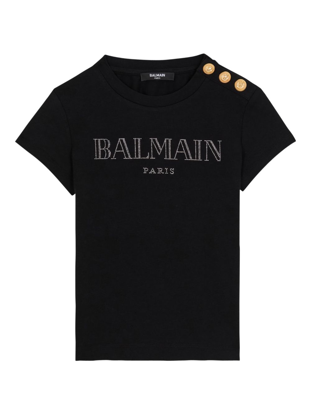 T-shirt in cotone con bottoni dorati BY8A51Z3277 930 BALMAIN KIDS