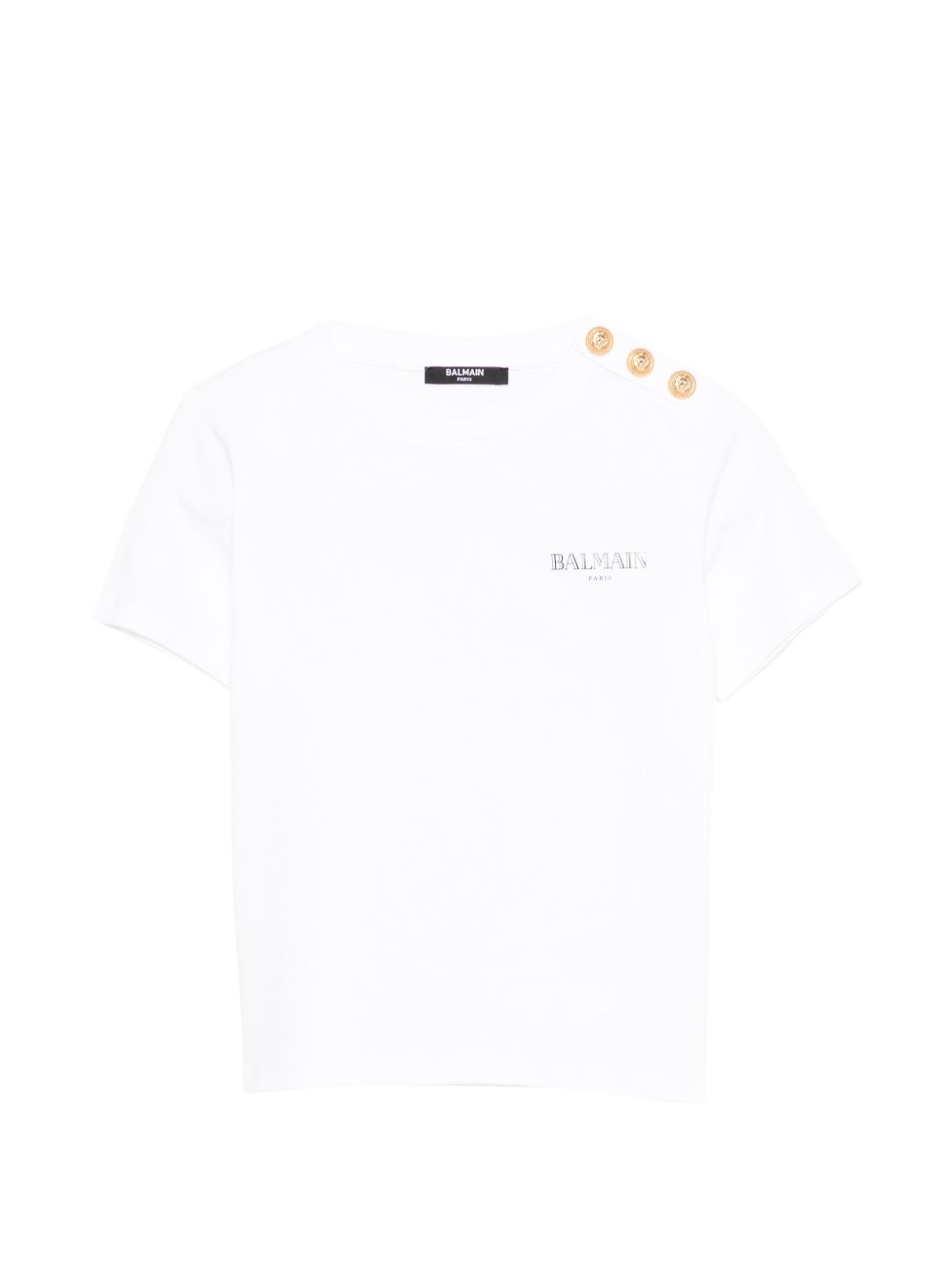 T-shirt con bottoni dorati sul collo BY8Q21Z3672 100NE BALMAIN KIDS