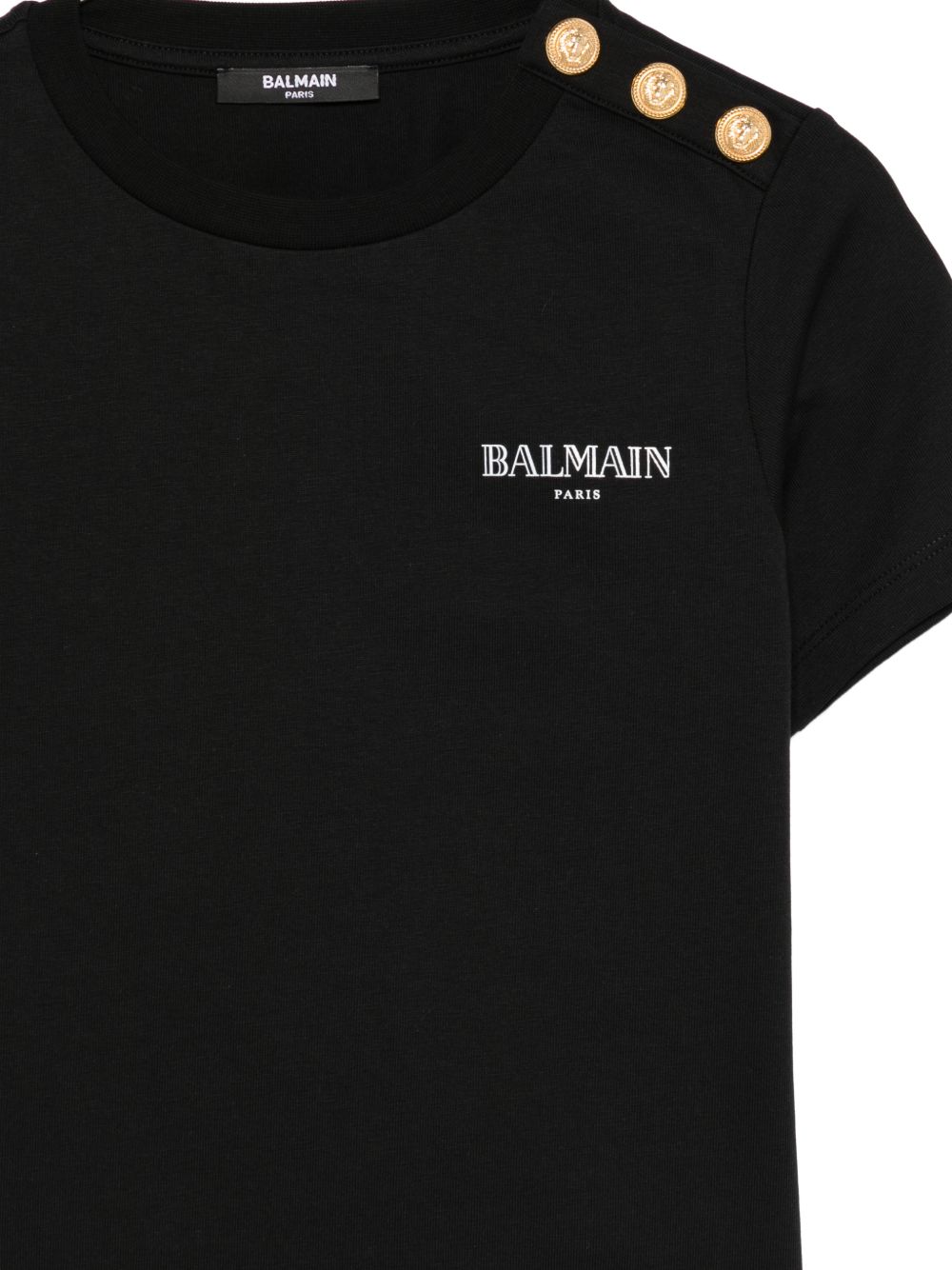 T-shirt con bottoni dorati BY8Q21Z3672 930BC BALMAIN KIDS