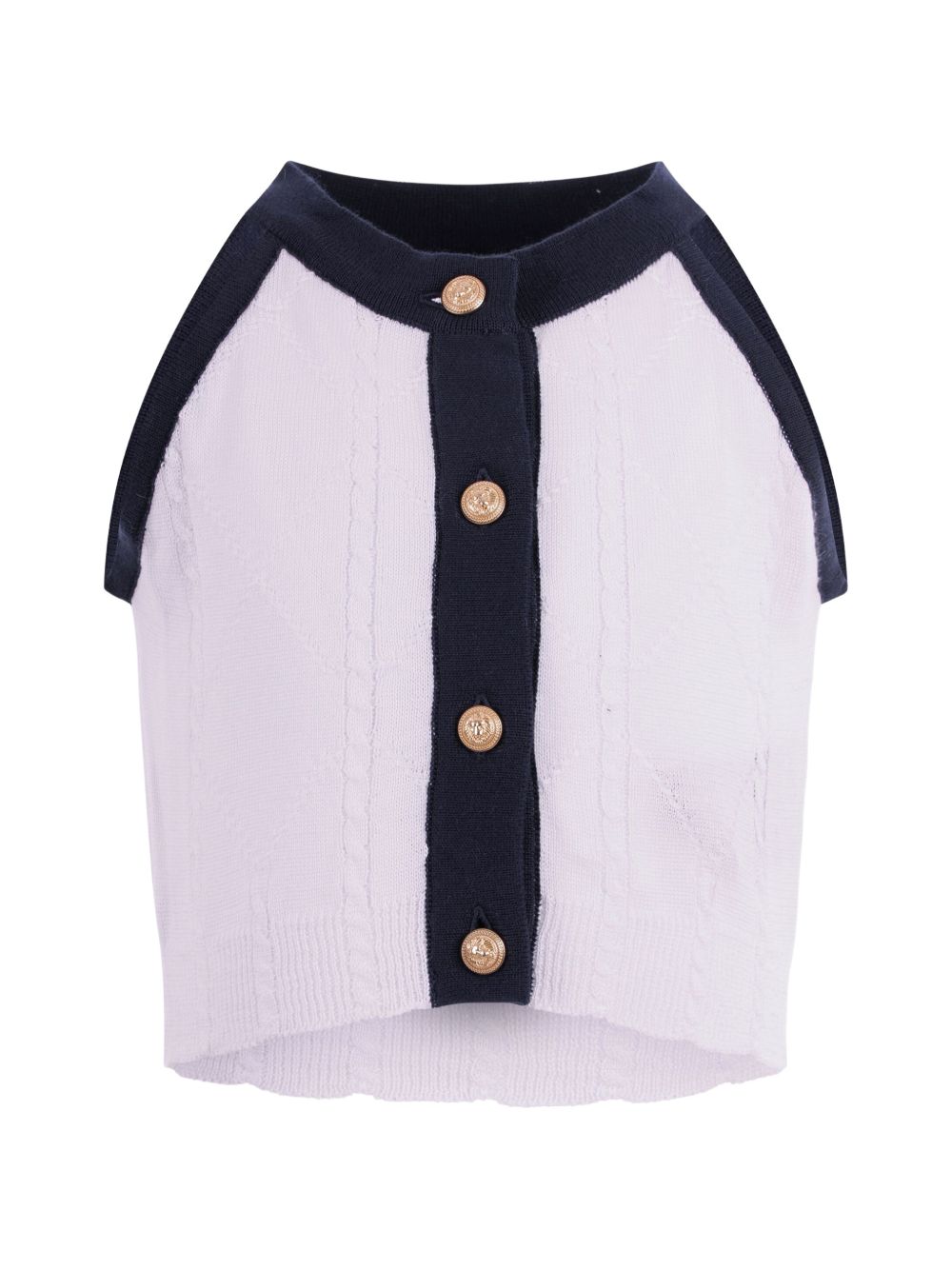 Cardigan con bottoni dorati e profili a contrasto BY9A32X0018 100BL BALMAIN KIDS