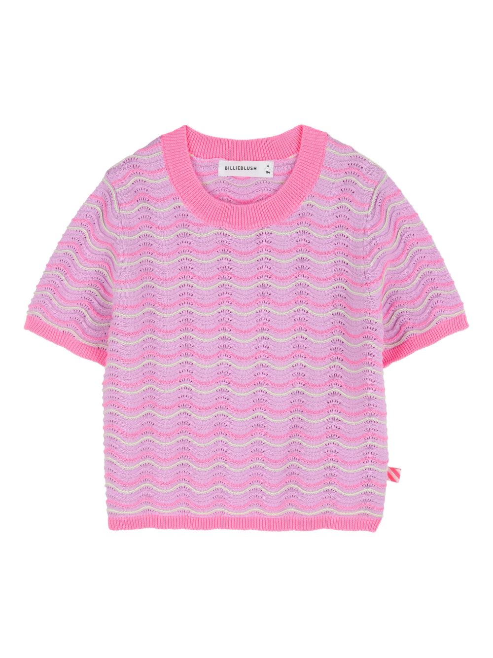 Maglione in cotone traforato maniche corte U21944 929 BILLIE BLUSH KIDS