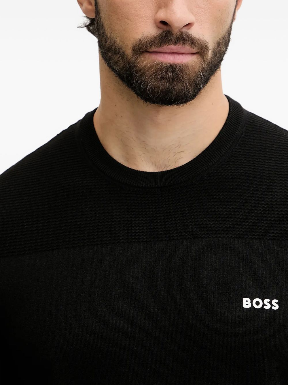 Maglia girocollo con pannelli a coste 50547507 001 BOSS