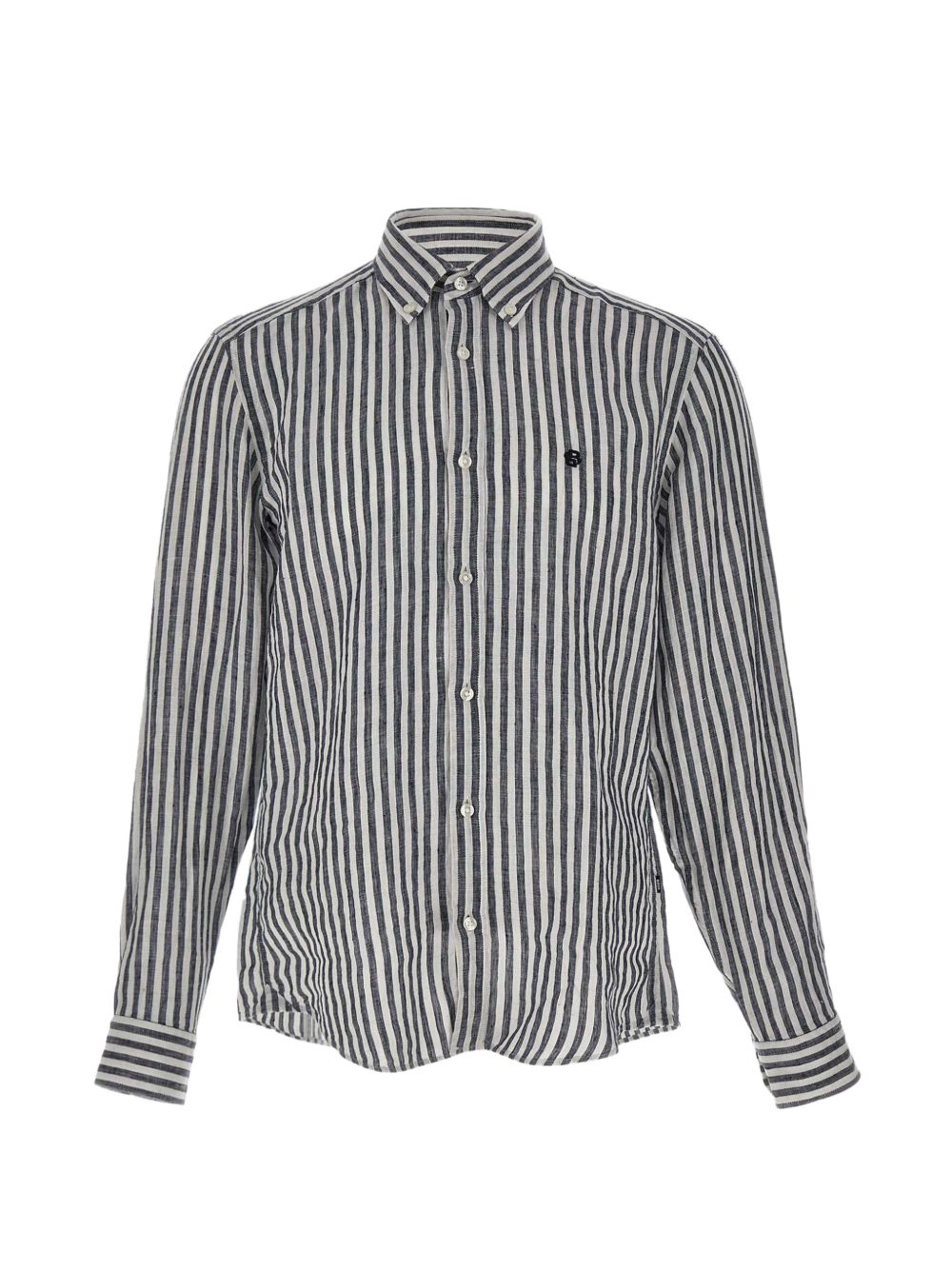 Camicia in lino a righe 50560595 404 BOSS