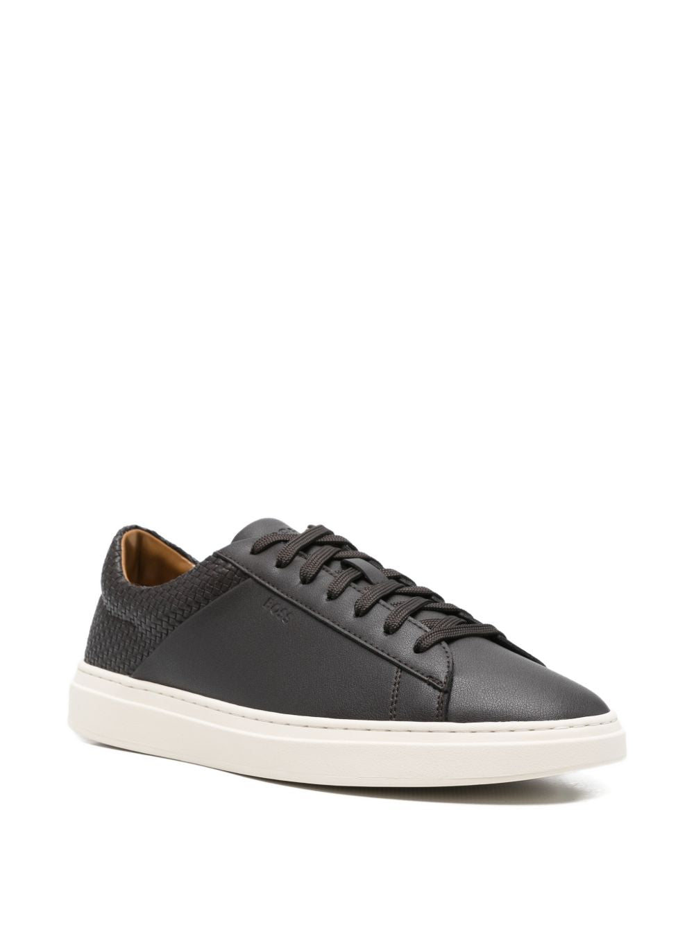 Sneakers in pelle con pannello intrecciato 50563591 207 BOSS