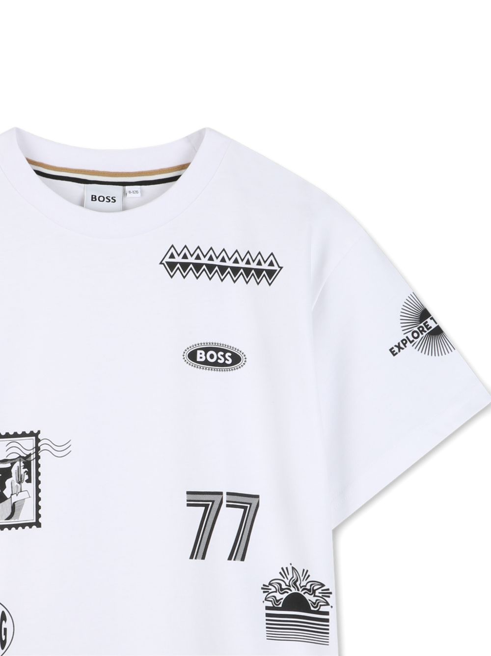 T-shirt in cotone con stampe grafiche J52984 10P BOSS KIDSWEAR