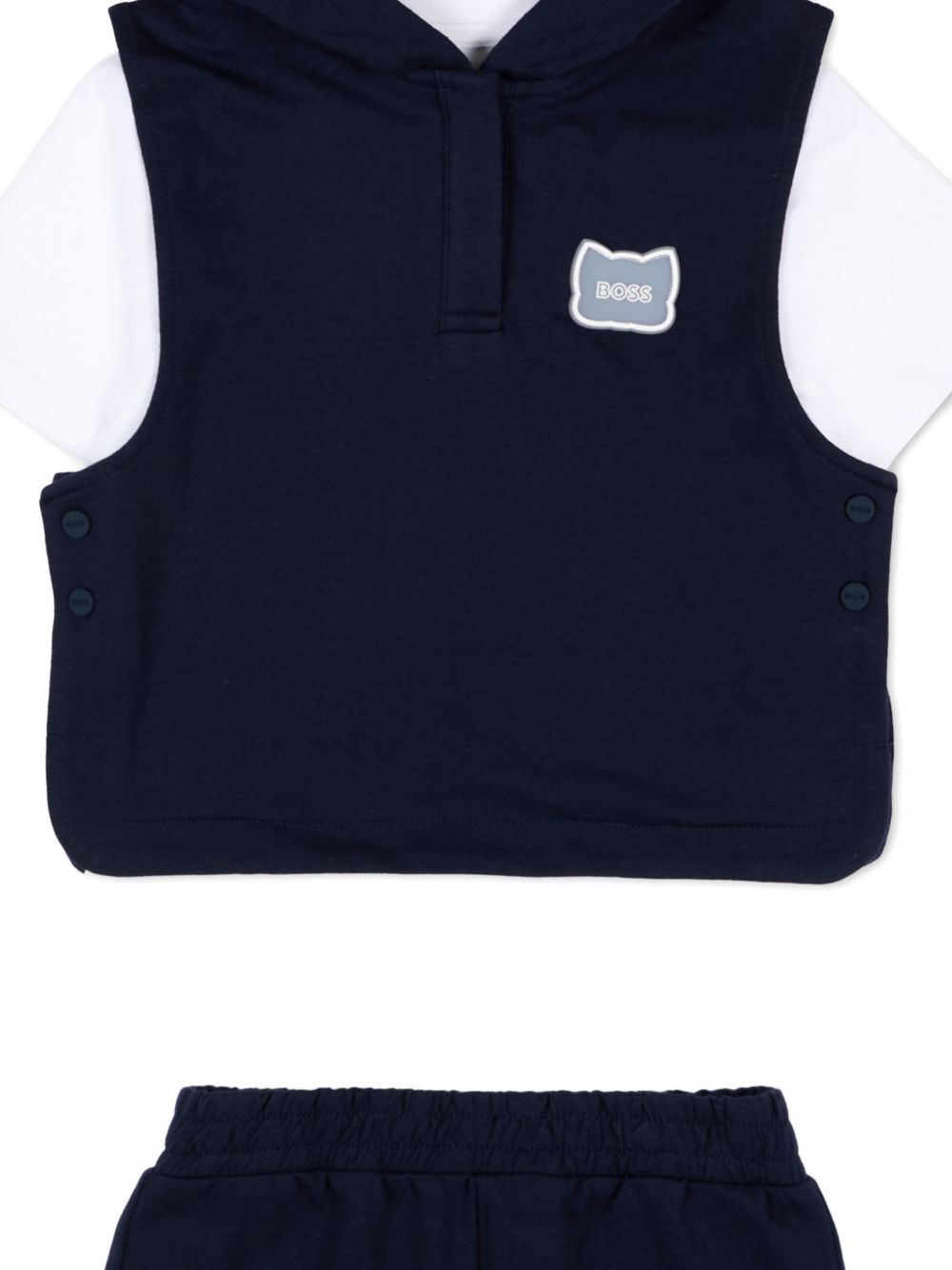 Completo felpa e shorts in cotone con cappuccio J53039 849 BOSS KIDSWEAR