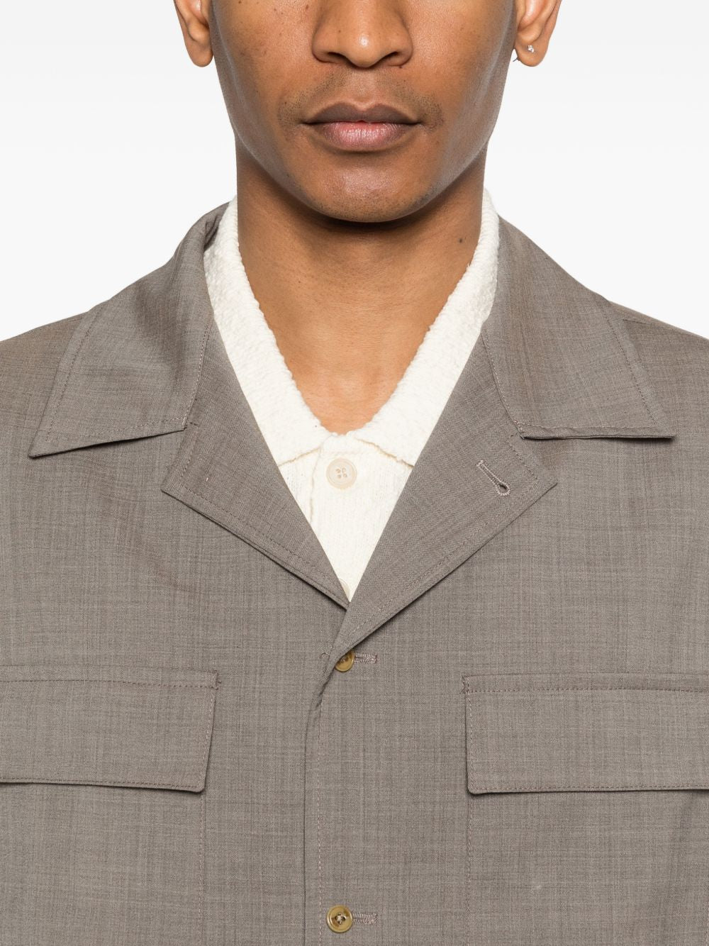 Giacca camicia in lana con tasche sul petto JOHN300082 00036 BRIGLIA