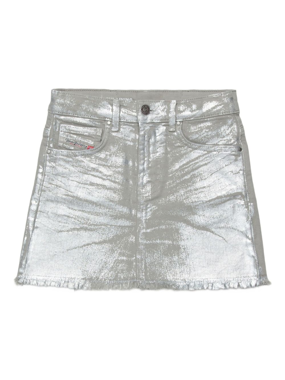 Gonna in denim laminato argento J02550KXBRQ K917 DIESEL KIDS