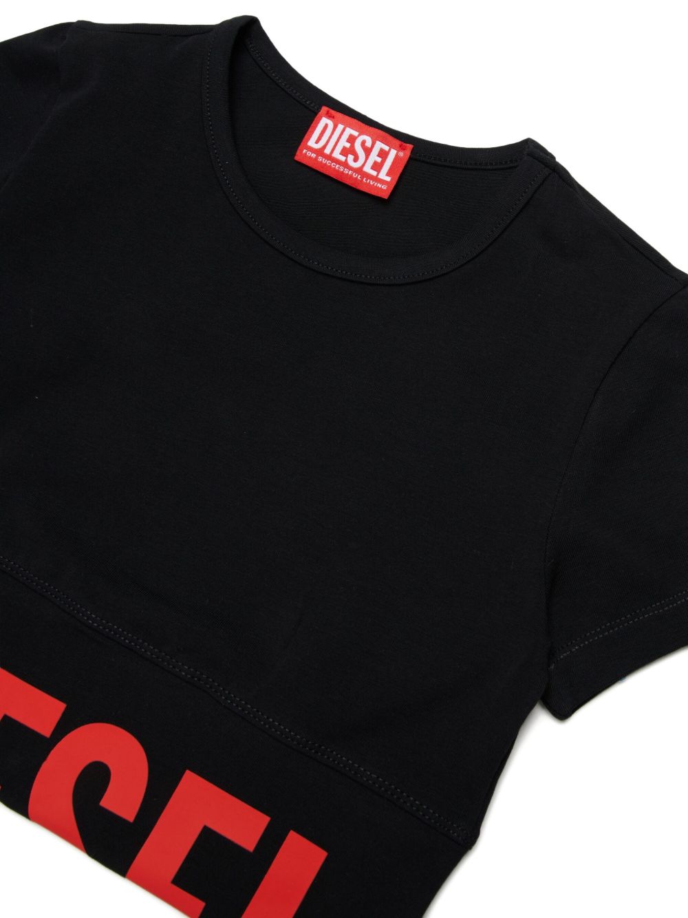 T-shirt in cotone con logo a orlo J02581KYA0L K900 DIESEL KIDS
