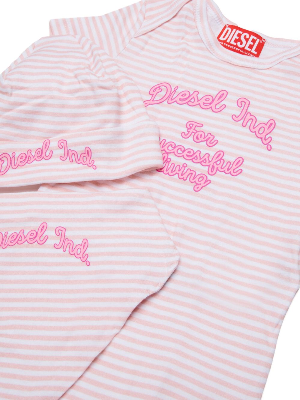 Set neonato in cotone a righe con body, bavaglia e cappellino N00094KYA01 K10PI DIESEL KIDS