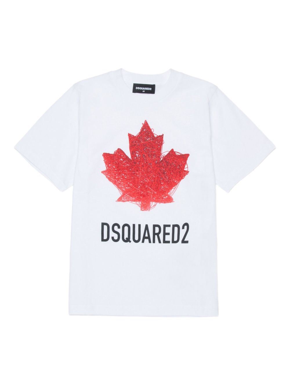 T-shirt in cotone con stampa foglia d'acero DQ3176D00XM DQ100 DSQUARED KIDS