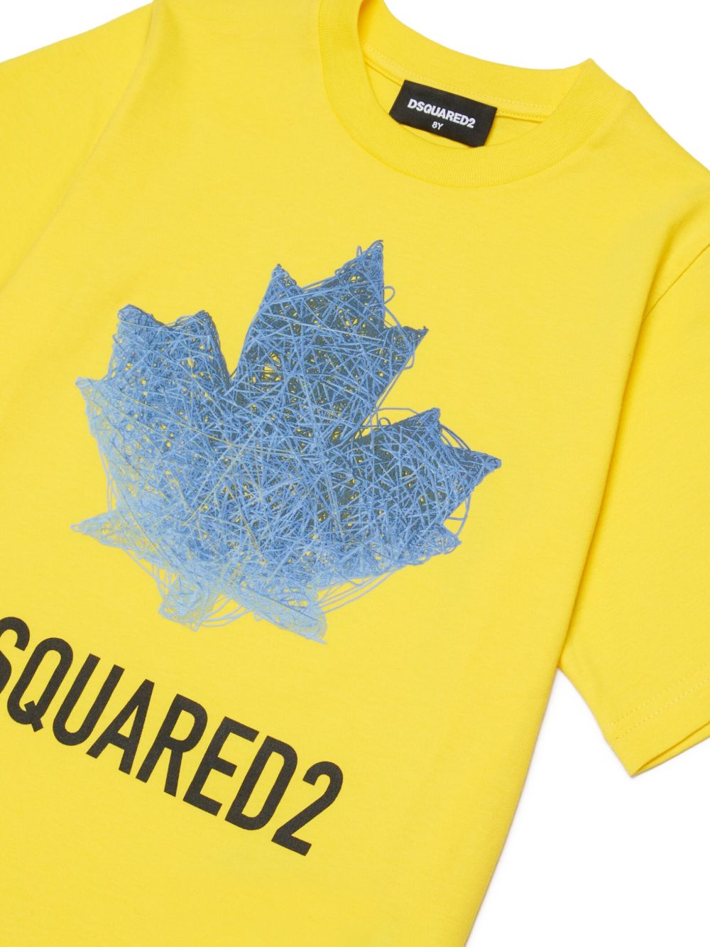 T-shirt in cotone con stampa foglia d'acero DQ3176D00XM DQ220 DSQUARED KIDS