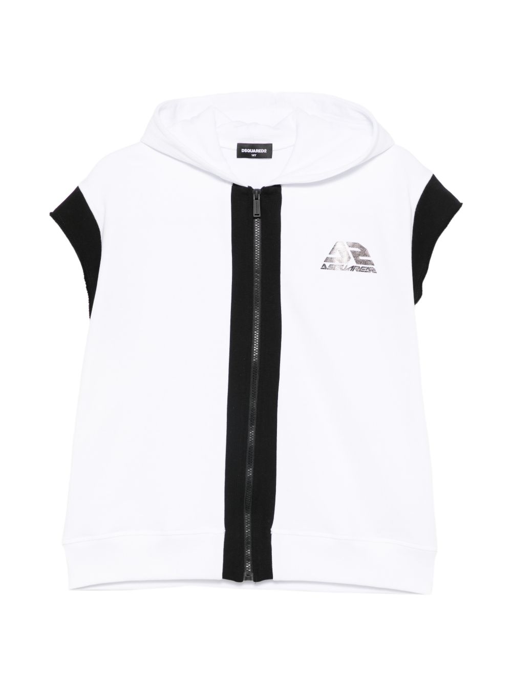 Felpa con cappuccio e zip in cotone DQ3183D0A9U DQ100 DSQUARED KIDS