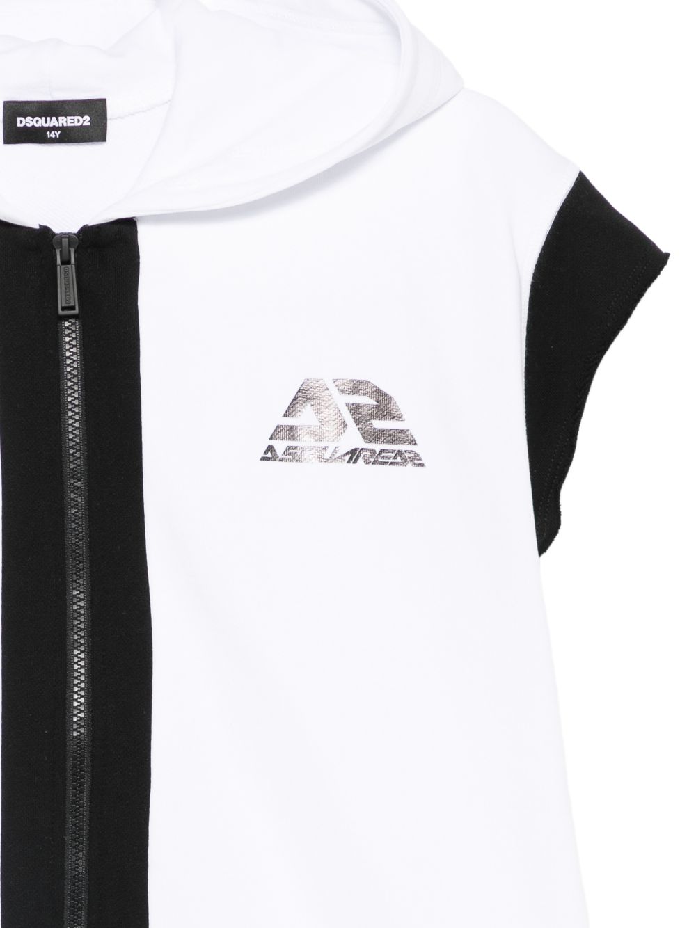 Felpa con cappuccio e zip in cotone DQ3183D0A9U DQ100 DSQUARED KIDS