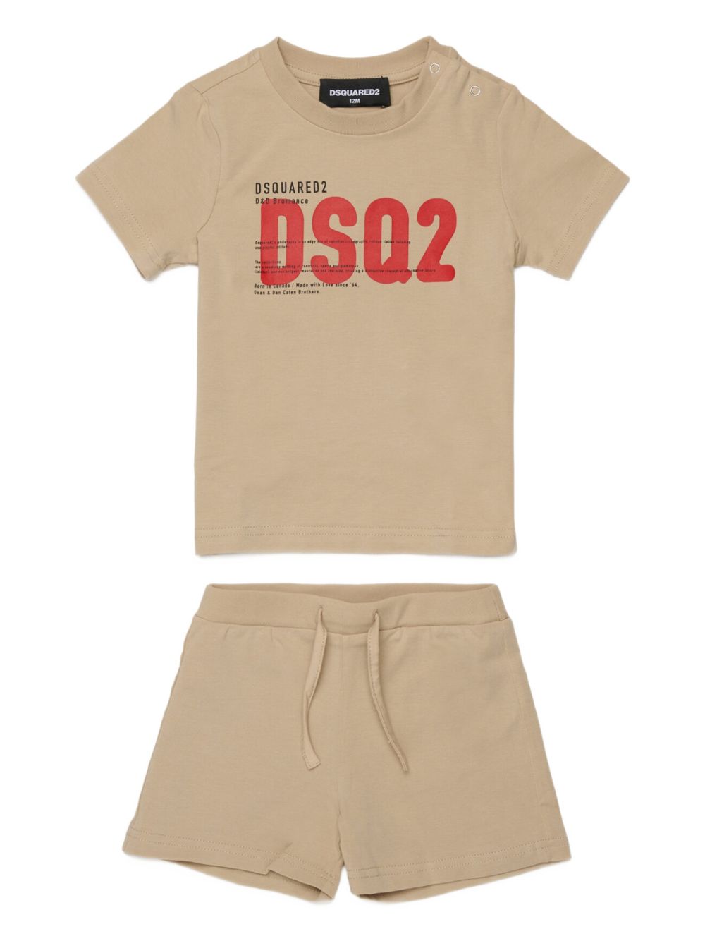 Completo t-shirt e shorts in cotone con logo DQ3249D008J DQ717 DSQUARED KIDS