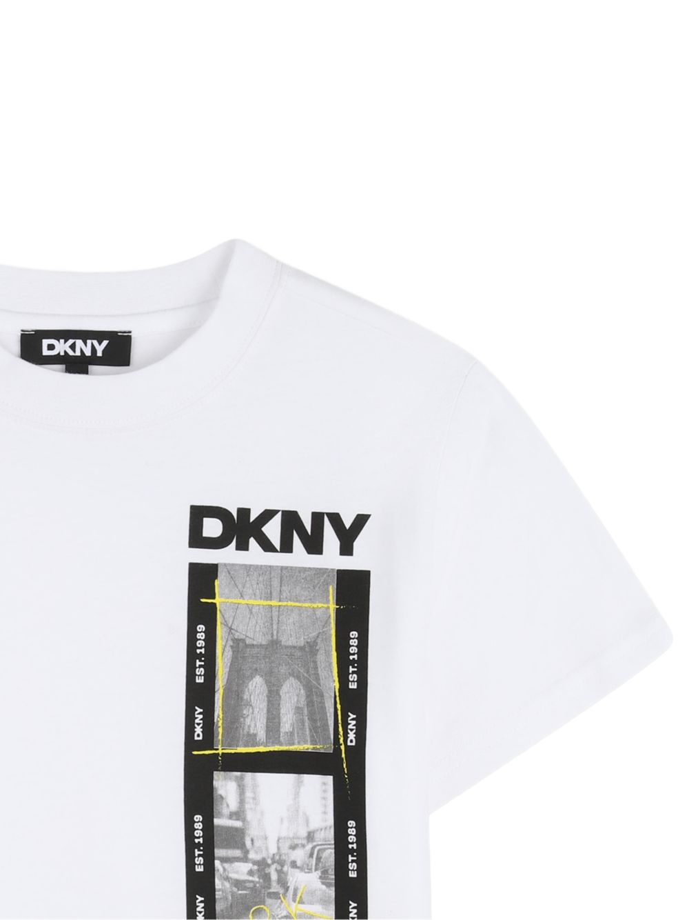 T-shirt in poliestere con stampa fotografica D62536 10P DKNY KIDS