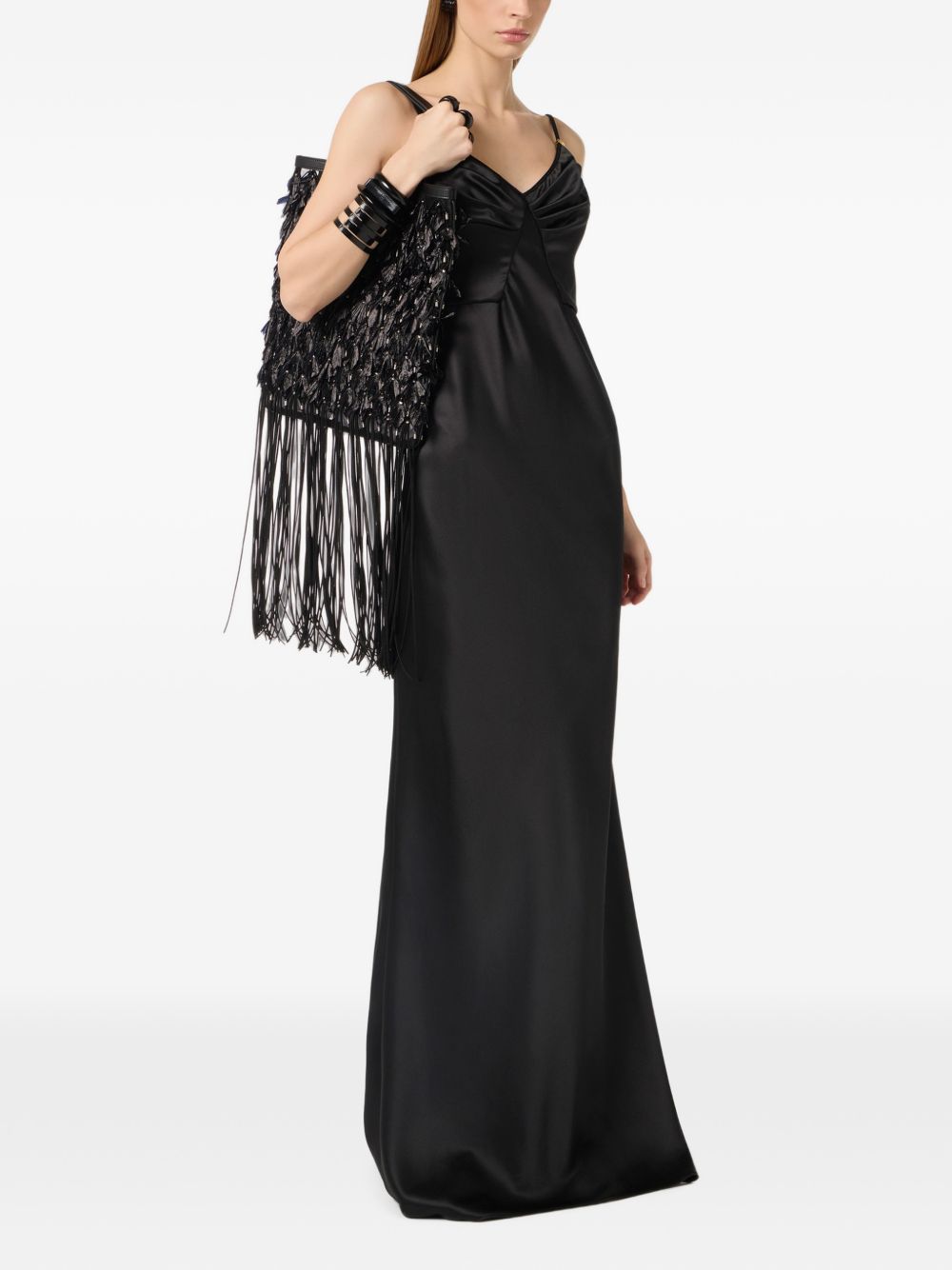 Abito lungo in raso con spalline sottili ABR3362E2 110 ELISABETTA FRANCHI