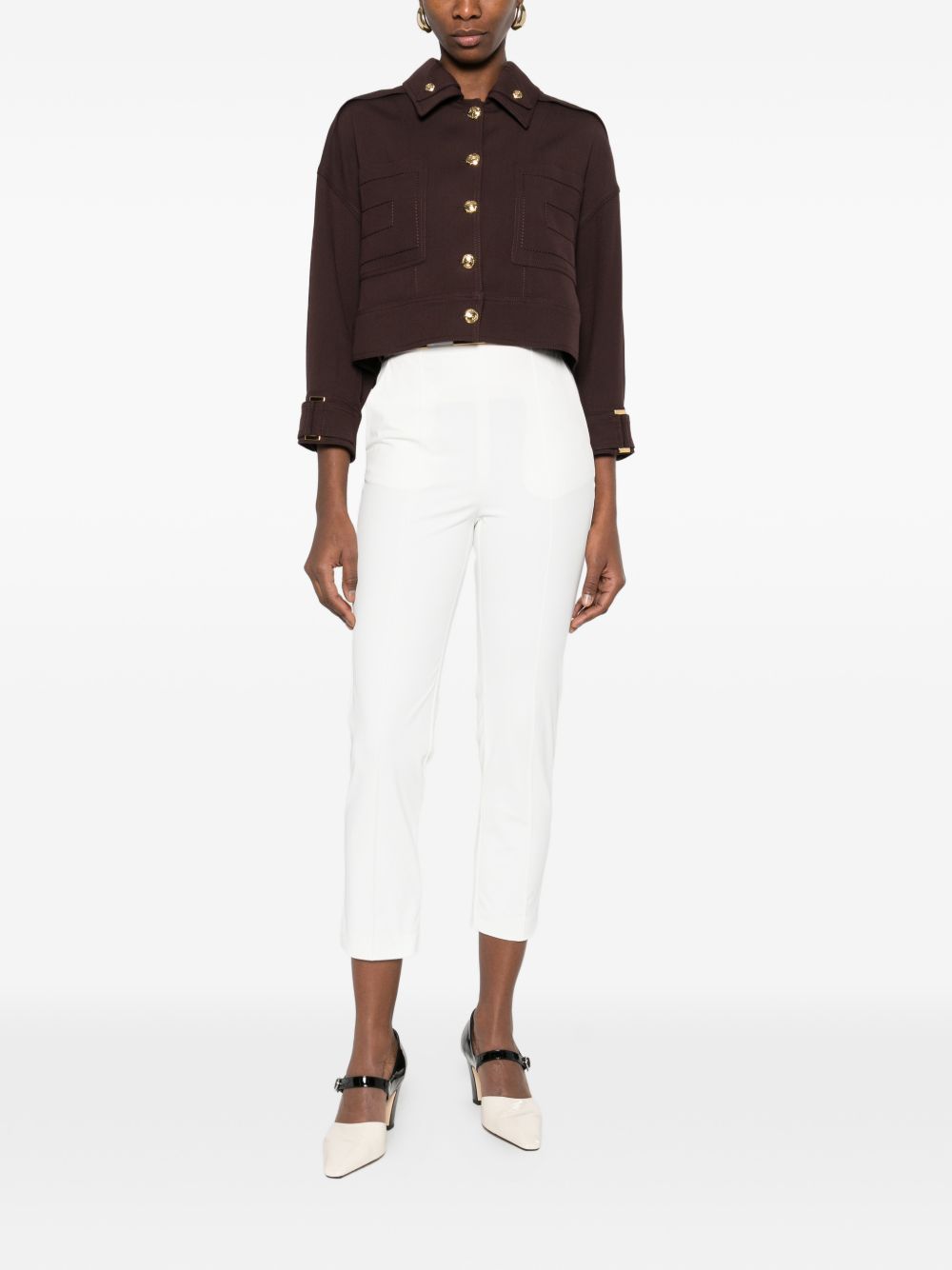 Pantaloni cropped in poliammide con cintura PA13261E2 360 ELISABETTA FRANCHI