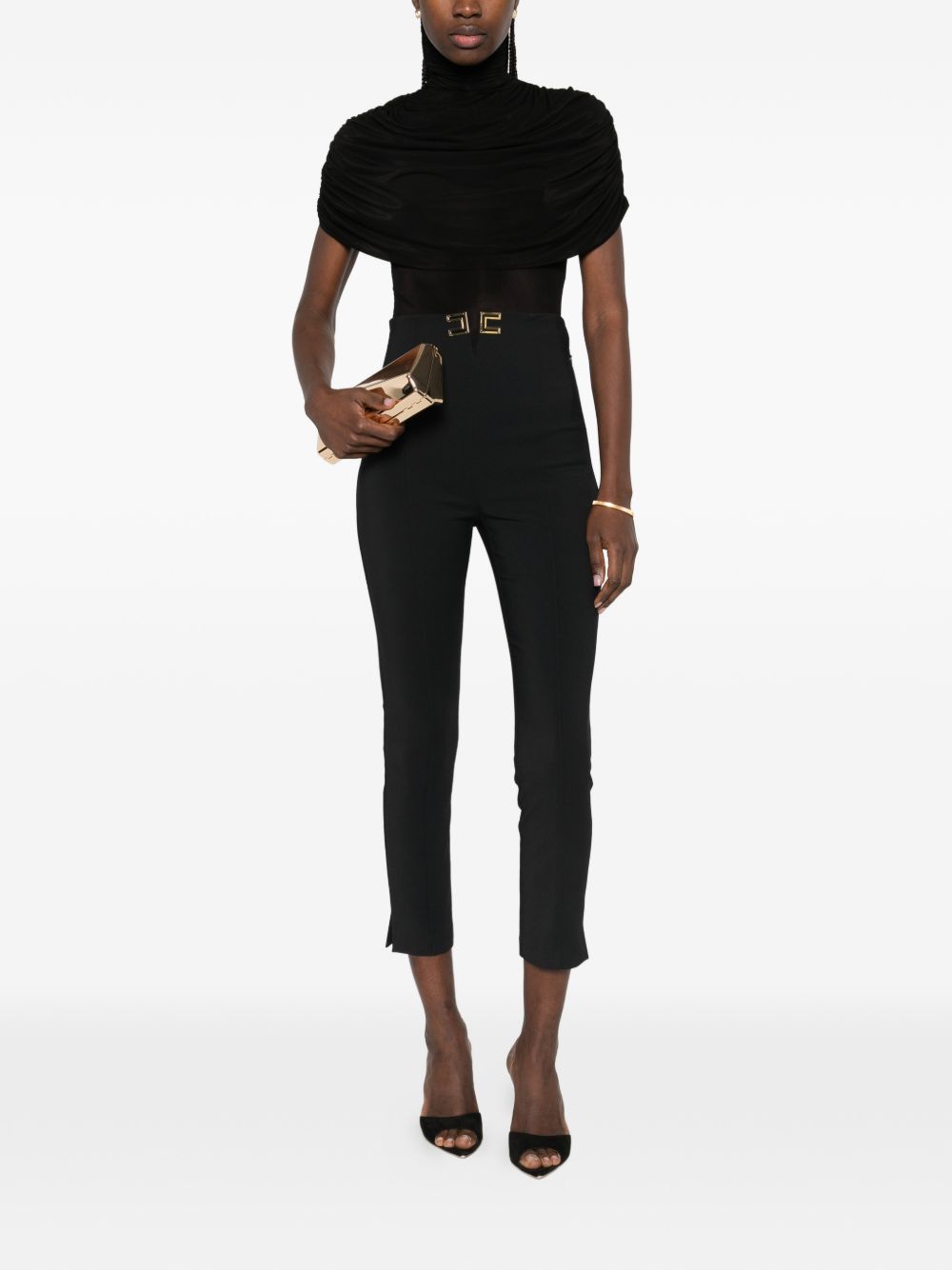 Pantaloni a vita alta con chiusura metallica PA16361E2 110 ELISABETTA FRANCHI