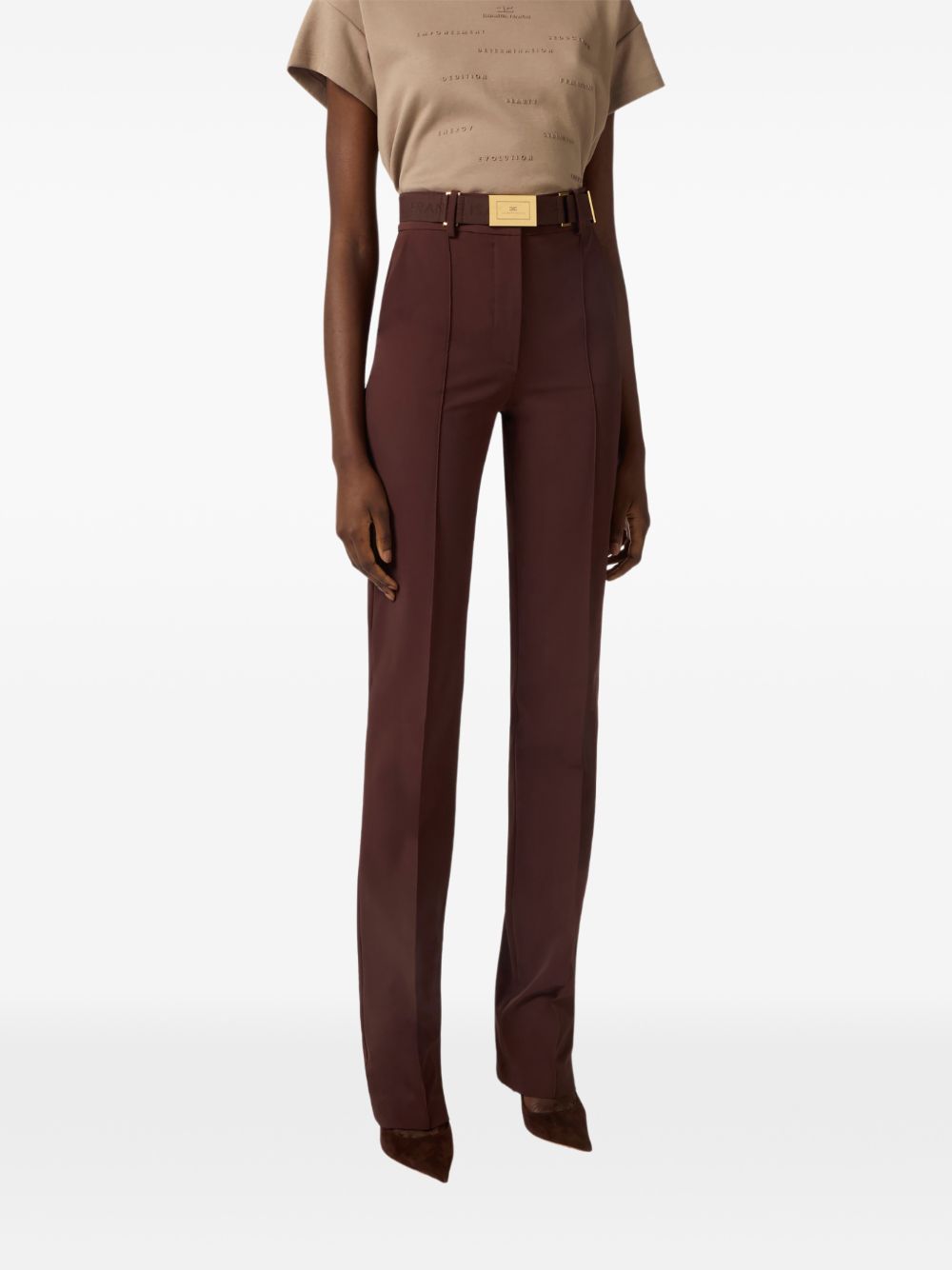 Pantaloni a vita alta con dettagli dorati PA17261E2 644 ELISABETTA FRANCHI