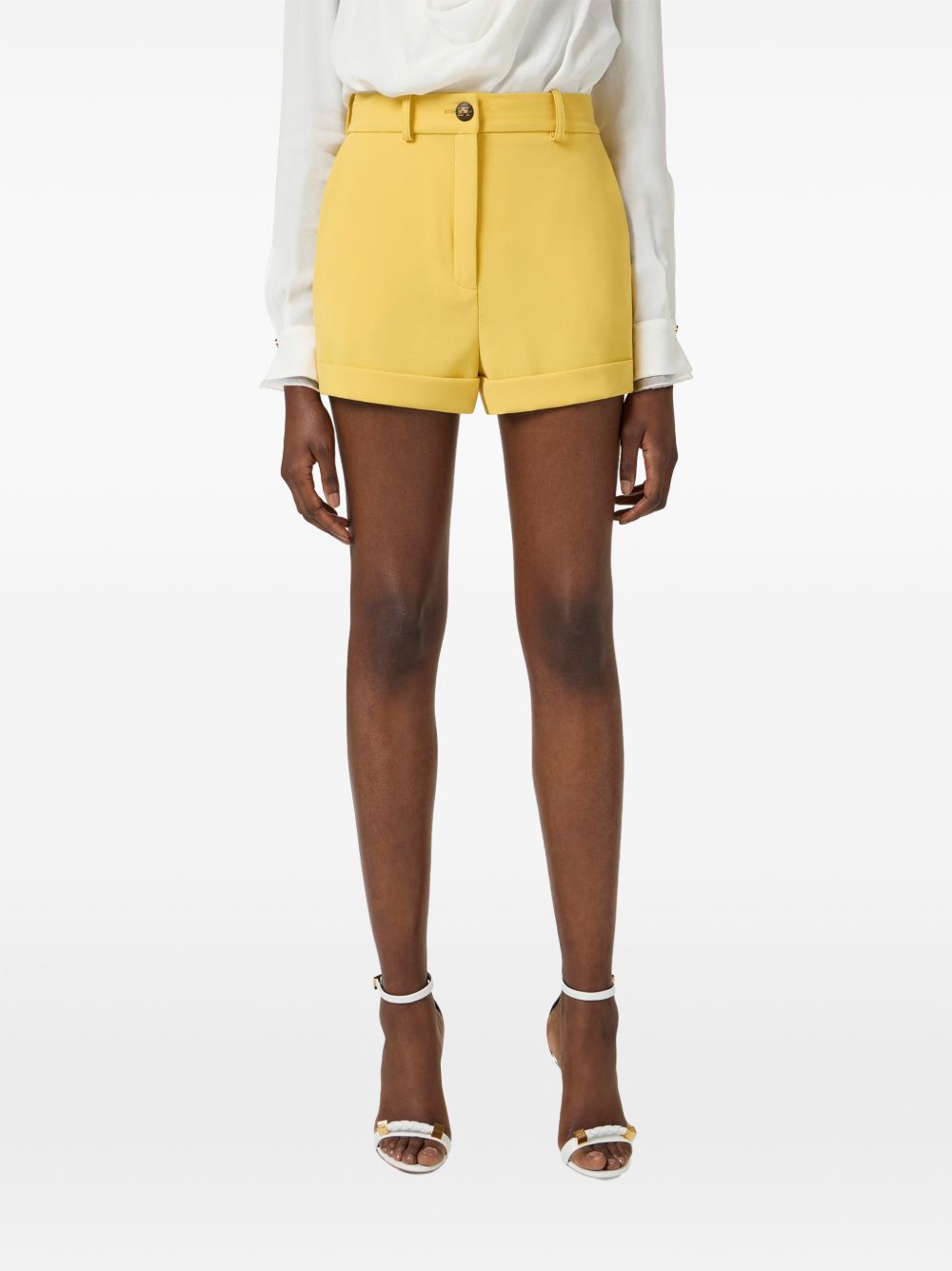 Shorts in poliestere senape con risvolto SH00961E2 EV4 ELISABETTA FRANCHI