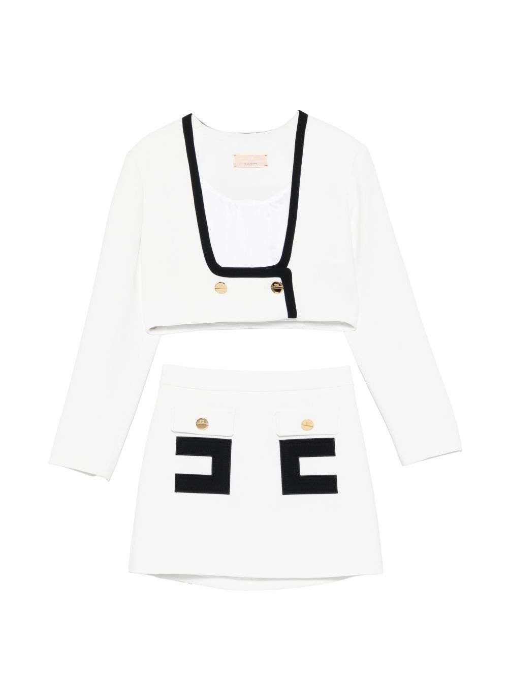 Abito a maniche lunghe con profili neri EFCM023GA022 0100 ELISABETTA FRANCHI KIDS
