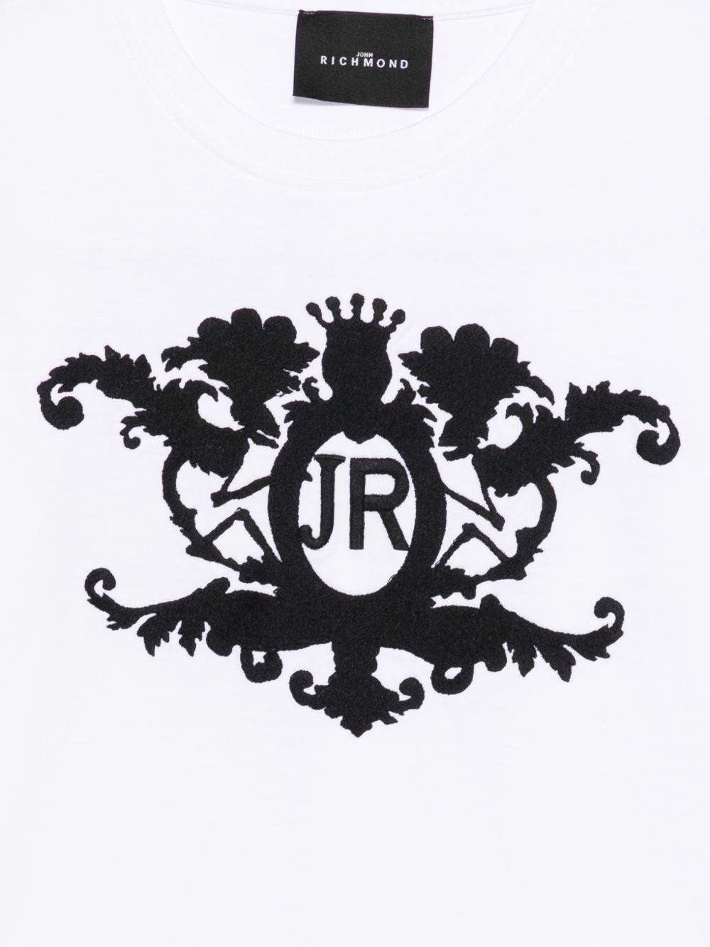 T-shirt in cotone con stemma ricamato RBP26162TS WHITE JOHN RICHMOND KIDS