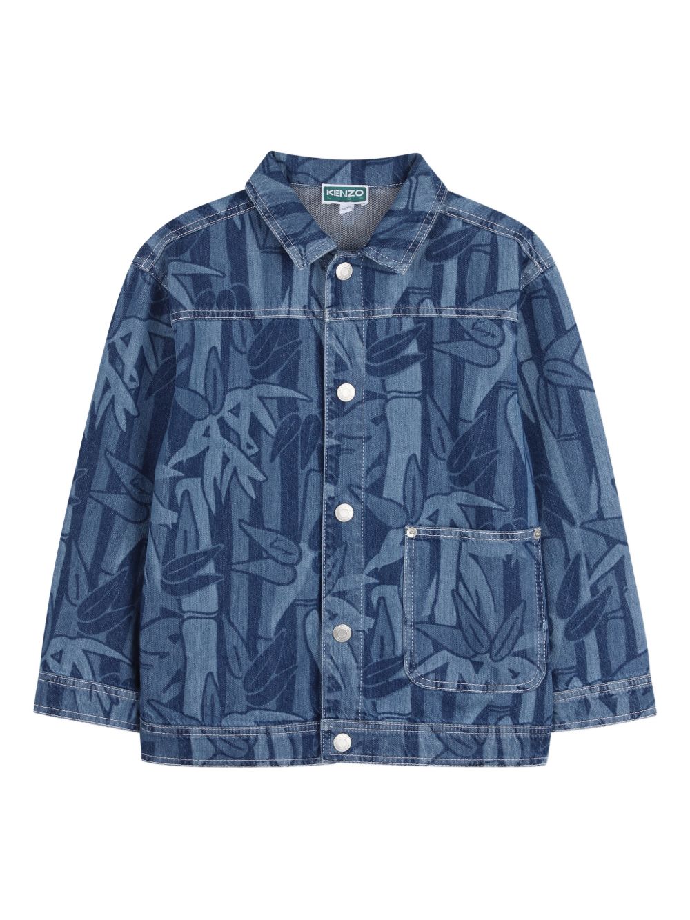 Giacca in denim con stampa foglie K61688 Z47 KENZO KIDS