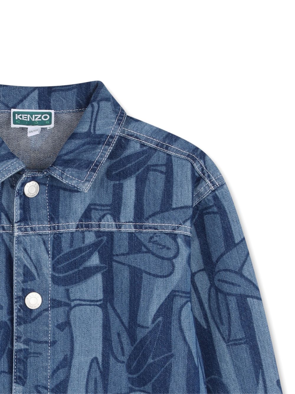 Giacca in denim con stampa foglie K61688 Z47 KENZO KIDS