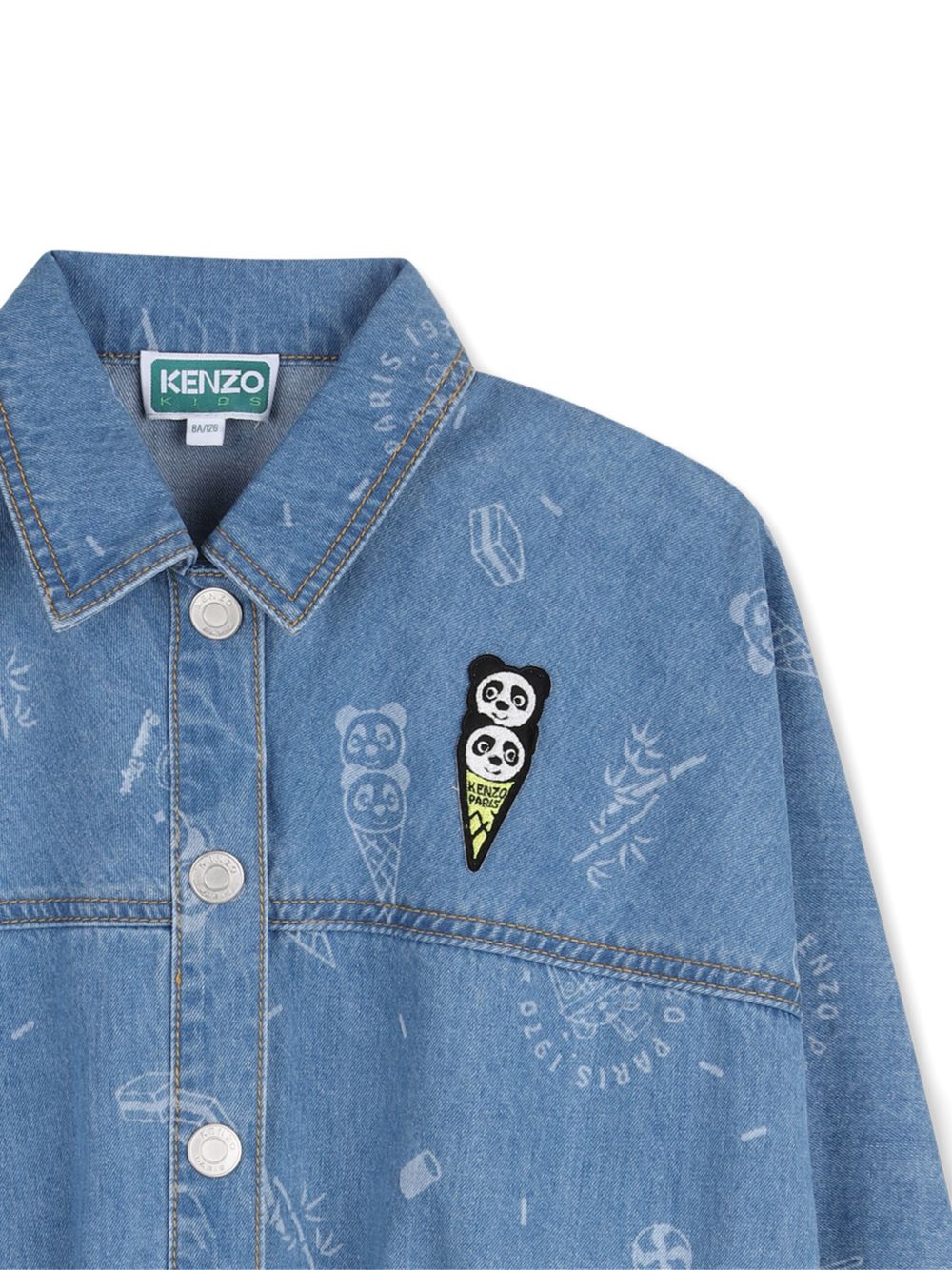 Giacca in denim con patch K61783 Z45 KENZO KIDS