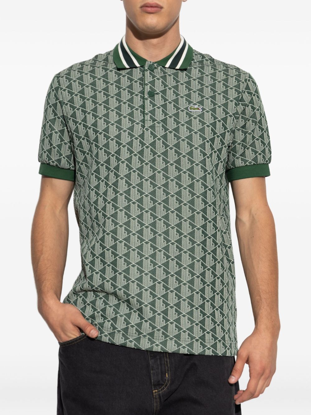 Polo in piqué con stampa geometrica DH1417 D1R LACOSTE