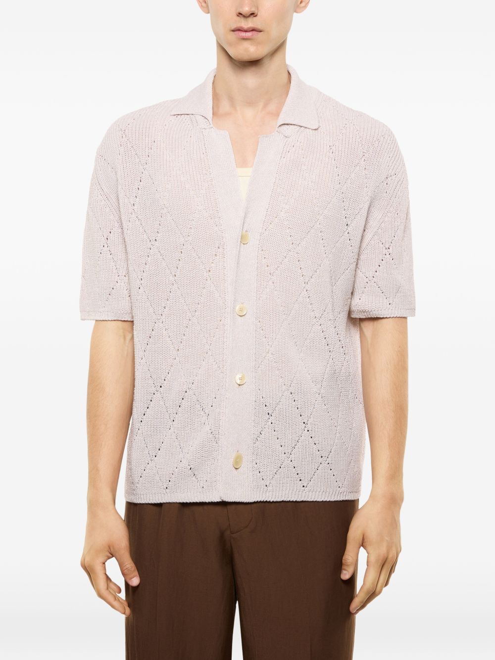 Camicia a maniche corte in maglia con lavorazione traforata S6LAMAKS105 015 LANEUS