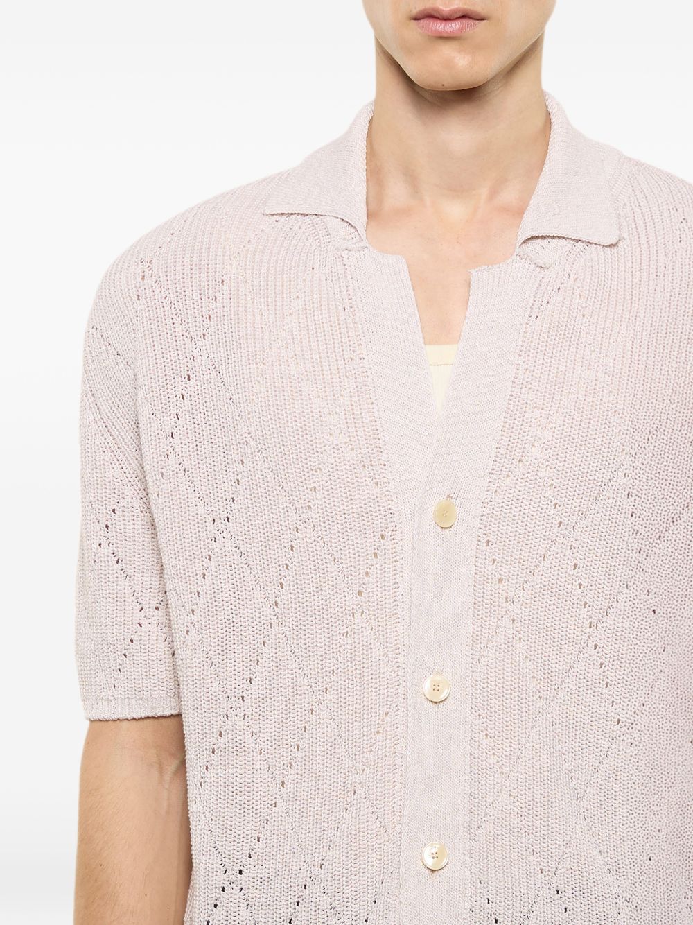 Camicia a maniche corte in maglia con lavorazione traforata S6LAMAKS105 015 LANEUS