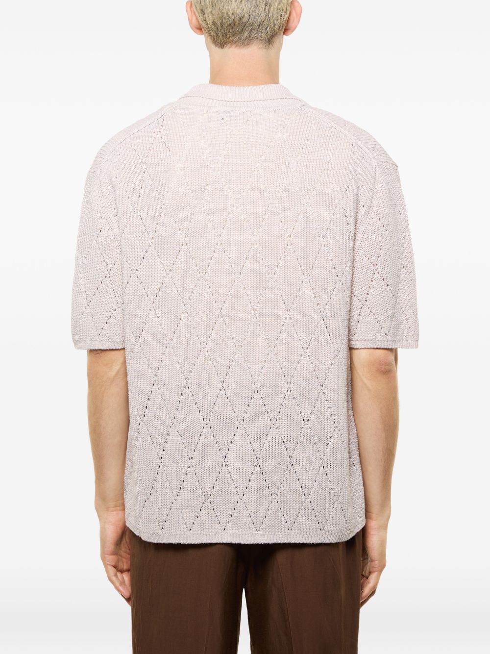 Camicia a maniche corte in maglia con lavorazione traforata S6LAMAKS105 015 LANEUS