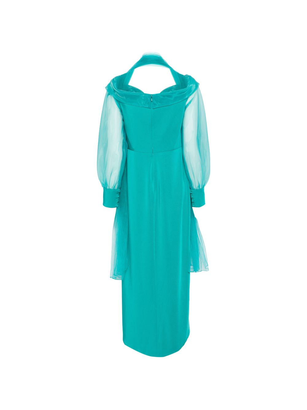 Abito midi in poliestere scollo a cuore 1J2K1CRS00745 TURQUESA MARFIL