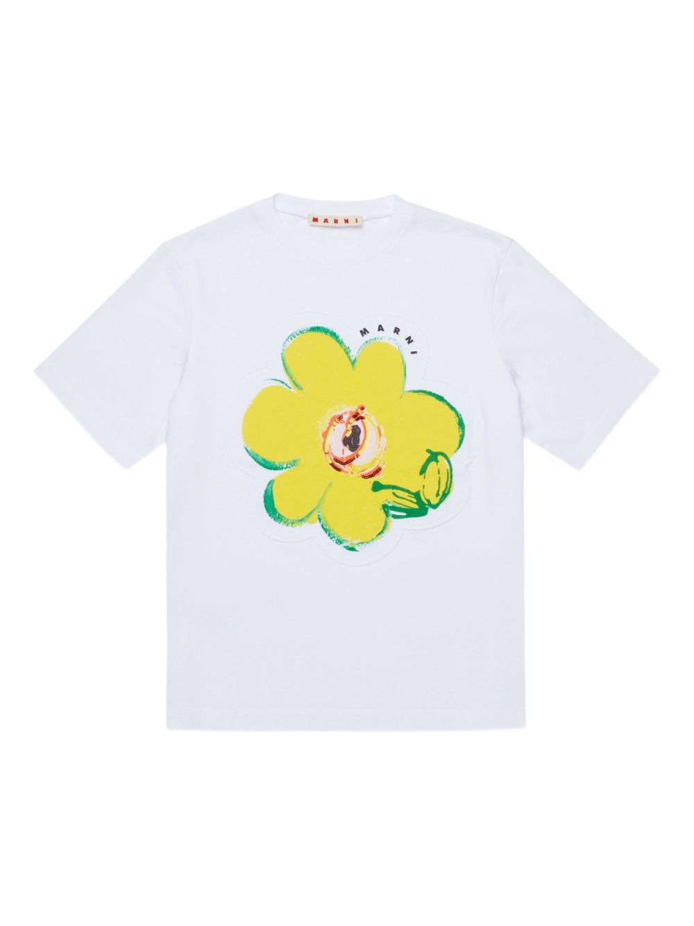 T-shirt in cotone con applicazione fiore M01672M00HZ 0M100 MARNI KIDS