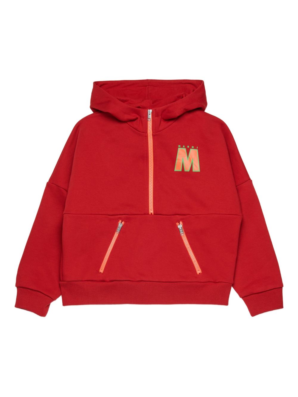 Felpa con cappuccio e zip in cotone M01774M00V0 0M435 MARNI KIDS