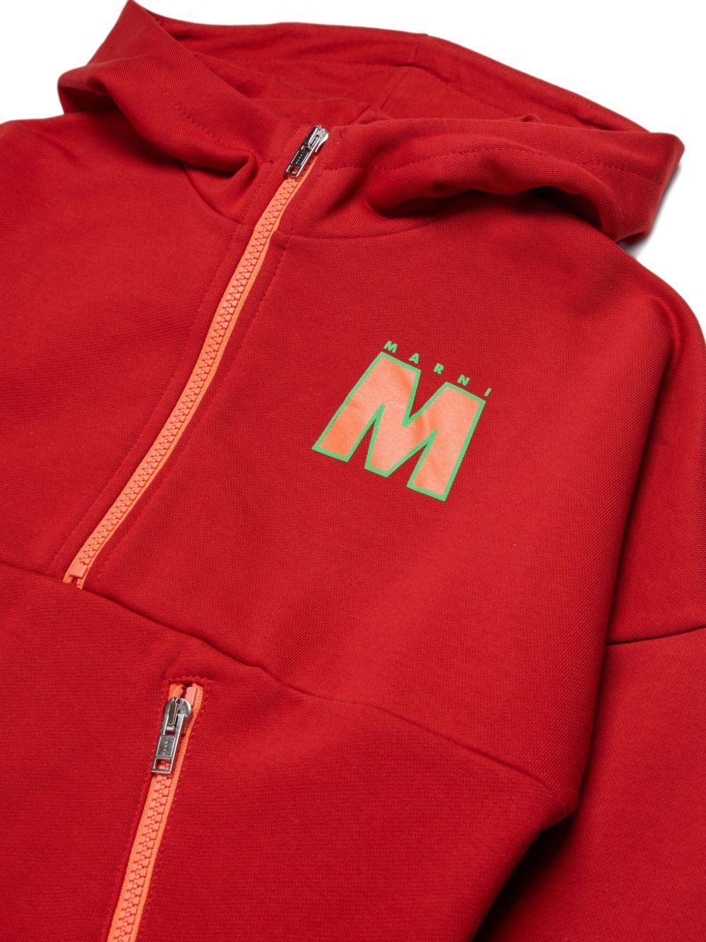 Felpa con cappuccio e zip in cotone M01774M00V0 0M435 MARNI KIDS