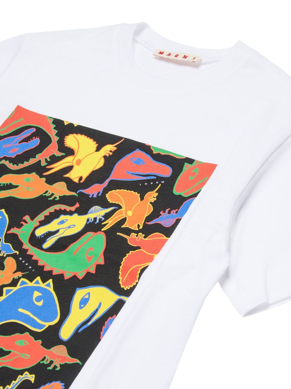 T-shirt in cotone con stampa dinosauri M01804M00RF 0M100 MARNI KIDS