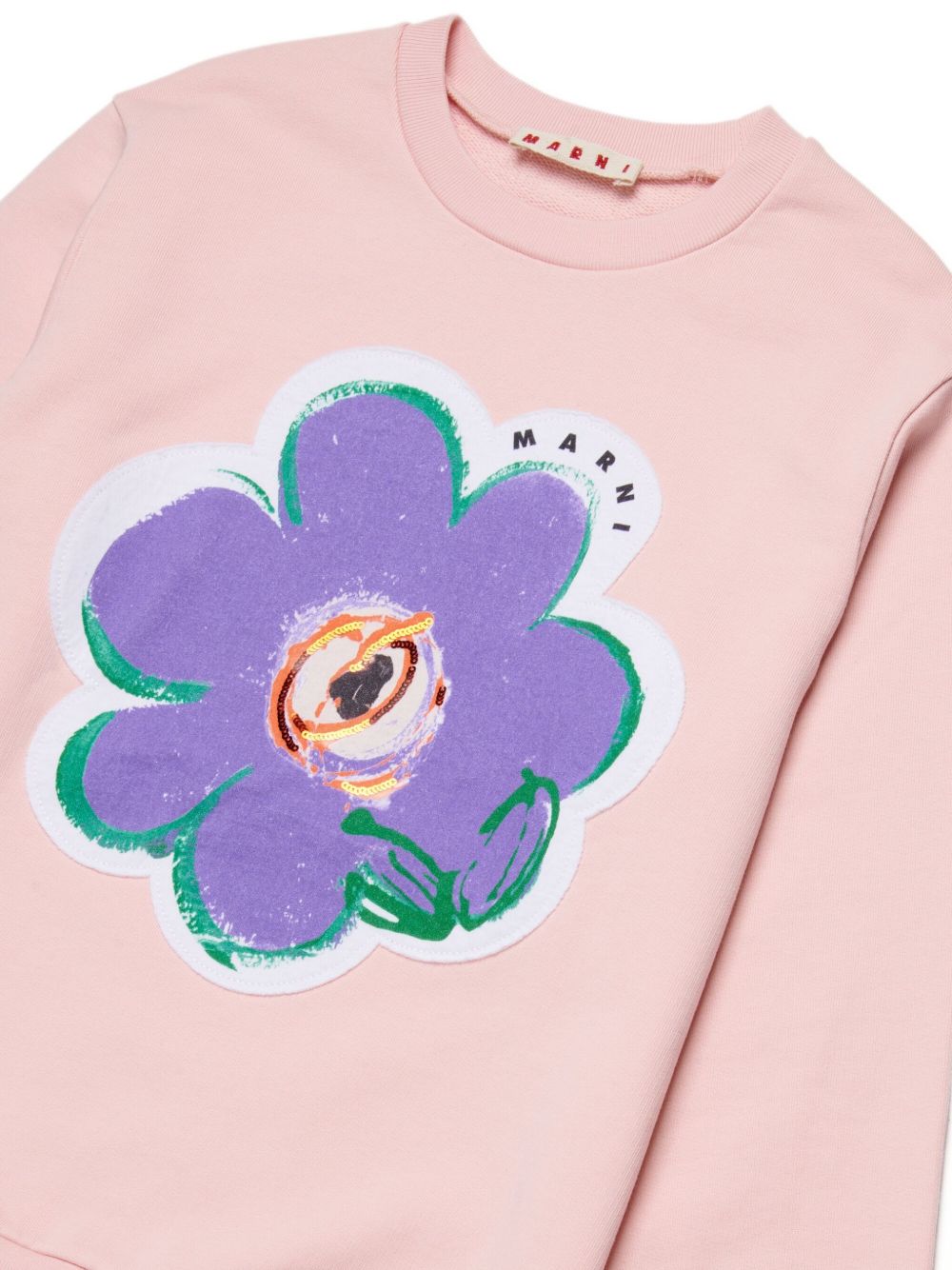 Felpa in cotone con fiore applicato M01814M00V1 0M351 MARNI KIDS