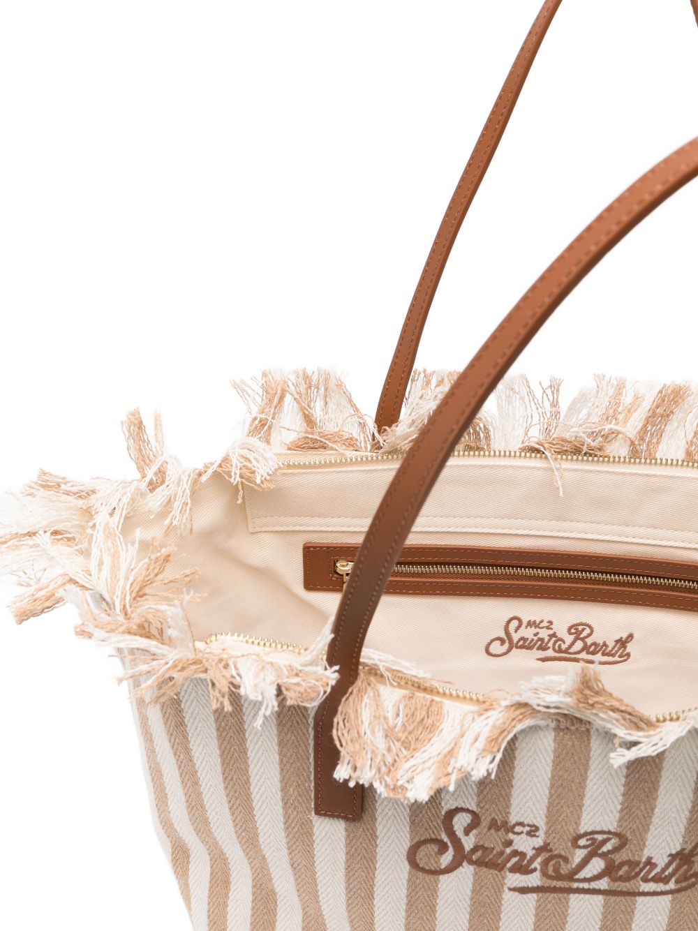 Borsa tote in cotone con manici in pelle CBF0001 01763L MC2 SAINT BARTH