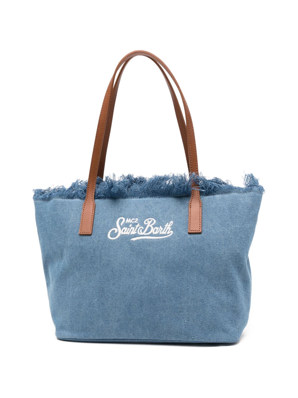Borsa tote in denim con bordi sfrangiati CBMF001 00436L MC2 SAINT BARTH