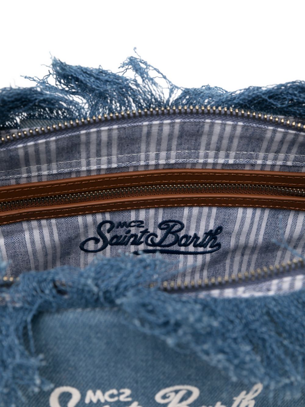 Borsa tote in denim con bordi sfrangiati CBMF001 00436L MC2 SAINT BARTH