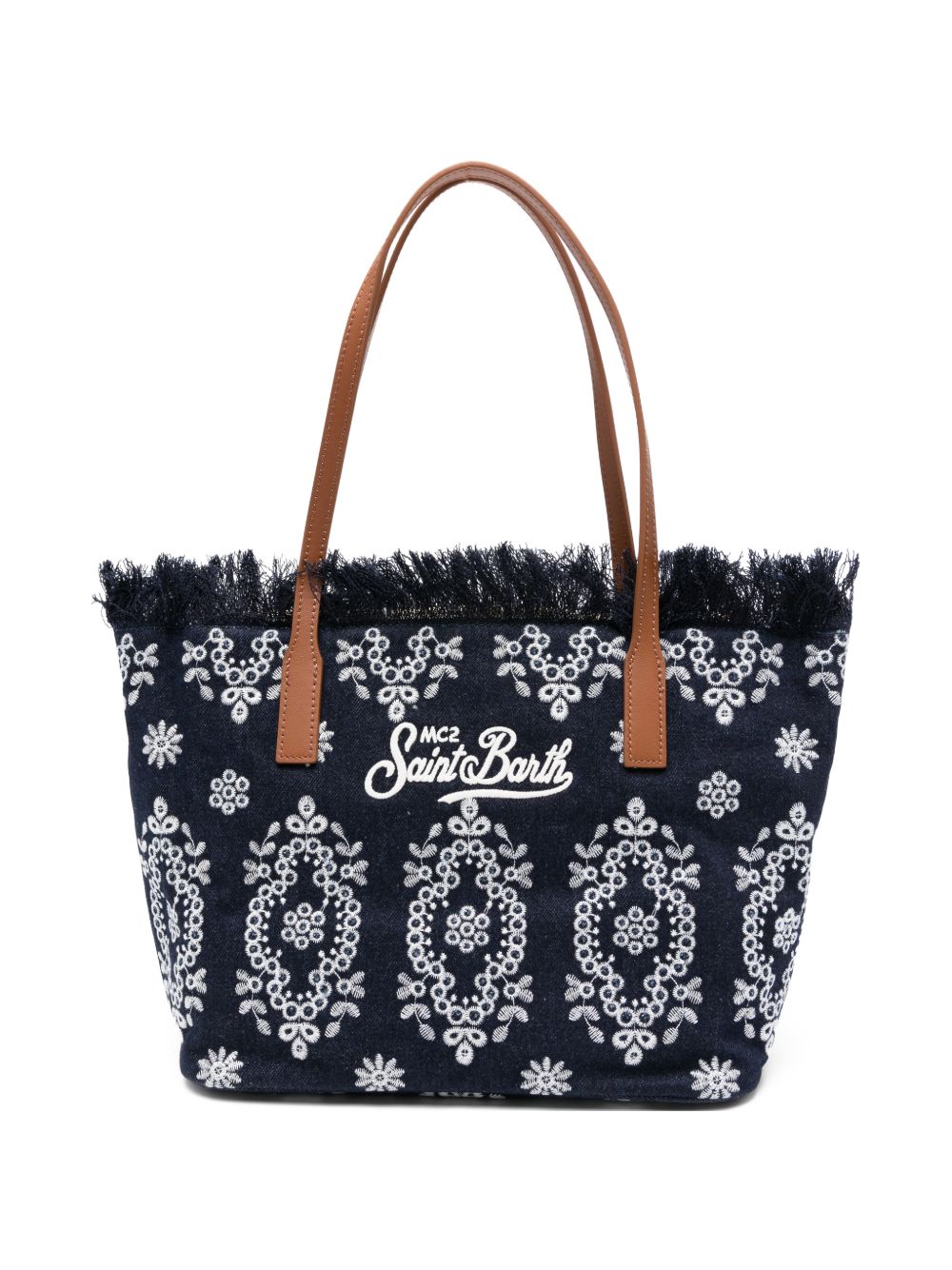 Borsa tote in denim con bordi sfrangiati CBMF001 01773L MC2 SAINT BARTH