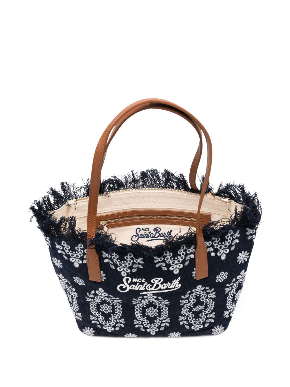 Borsa tote in denim con bordi sfrangiati CBMF001 01773L MC2 SAINT BARTH