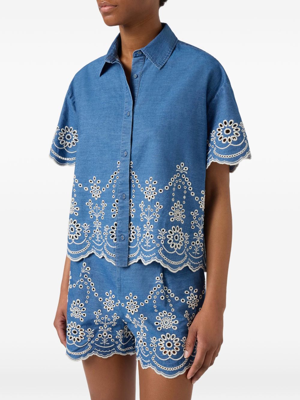 Camicia in denim con ricami a contrasto CEM0001 00473L MC2 SAINT BARTH
