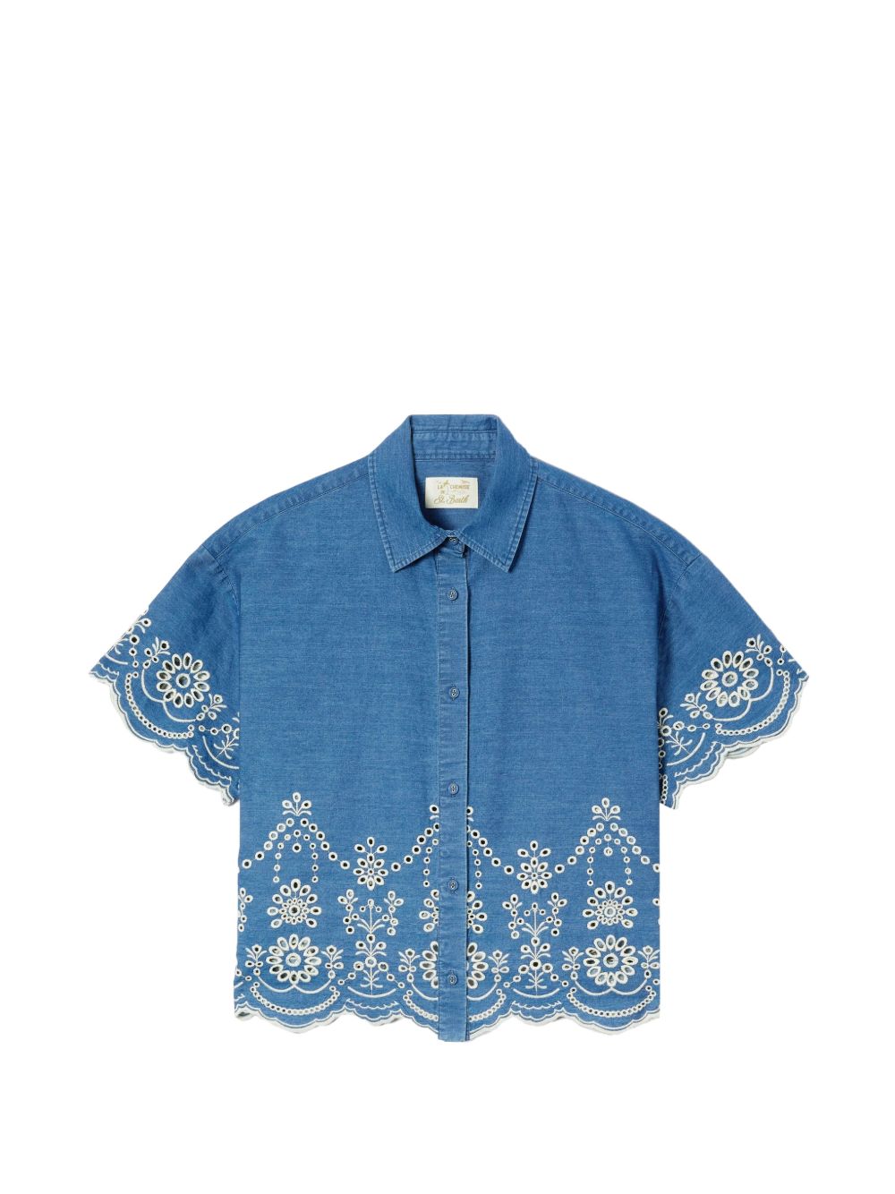 Camicia in denim con ricami a contrasto CEM0001 00473L MC2 SAINT BARTH