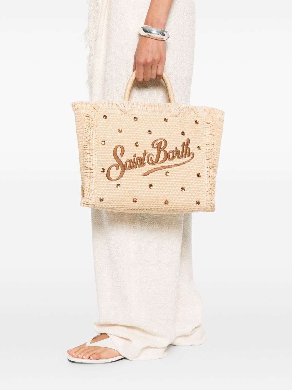 Borsa mare con frange e ricamo logo COL0017 02747L MC2 SAINT BARTH