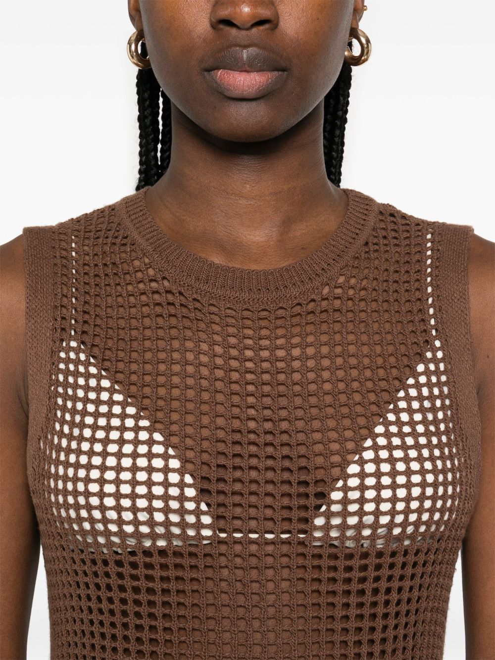Abito midi in maglia traforata senza maniche EIE0001 09459L MC2 SAINT BARTH