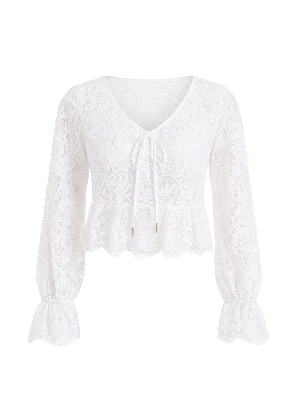 Blusa in pizzo con lacci MS640YJKQ9 100 MICHAEL KORS